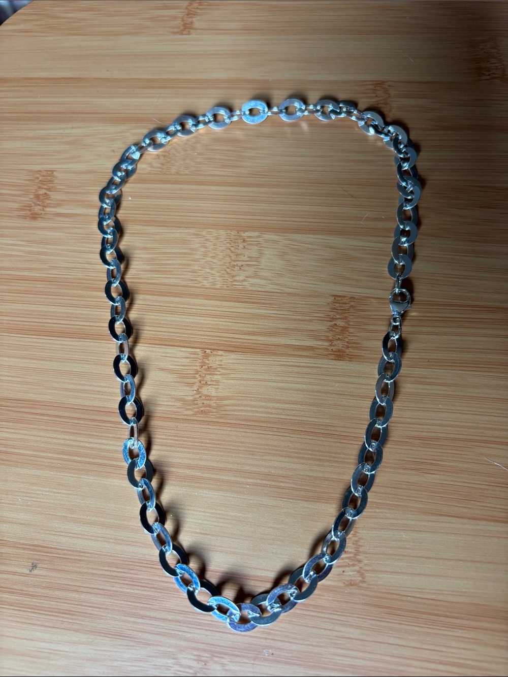 Polished Silver 925 Oval Link Necklace